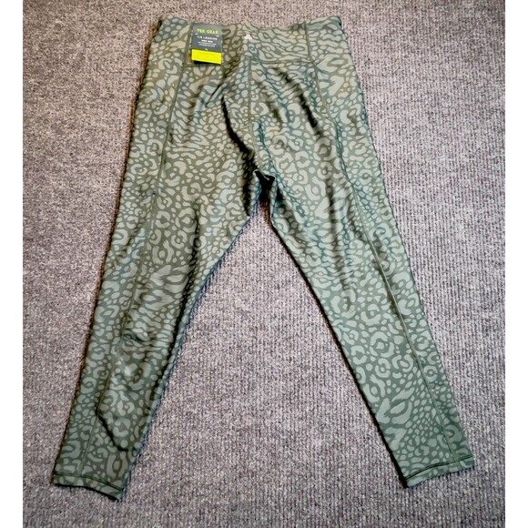Tek Gear 7/8 Leggings High Rise Women Size XL Ultra Stretch Green Leopard NEW - Picture 5 of 9